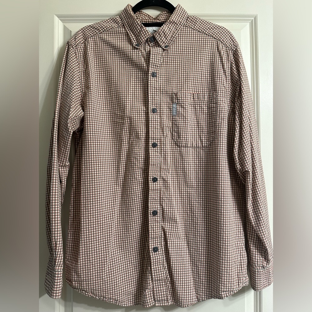 Columbia Men's Tan Checkered Button Down Shirt